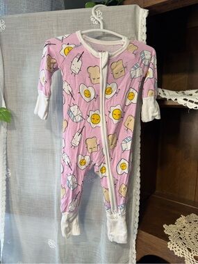 Little Sleepies Pink Breakfast buddies Print Footed One-Piece
